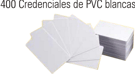 400 tarjetas PVC blancas